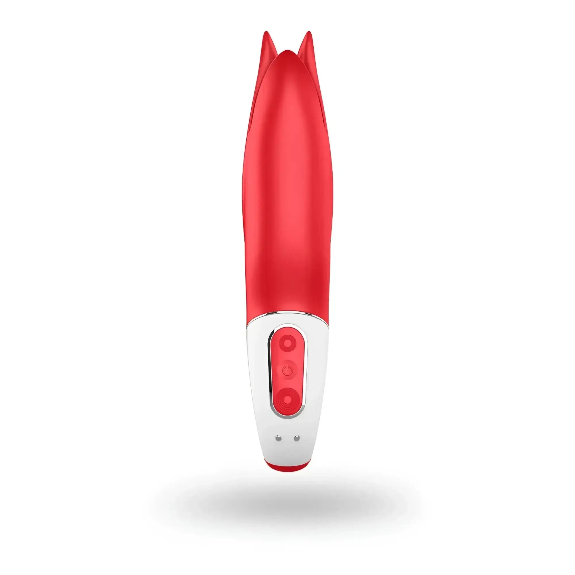 Satisfyer vibes power flower red and white silicone vibrator with sleek cat ear design for personal pleasure