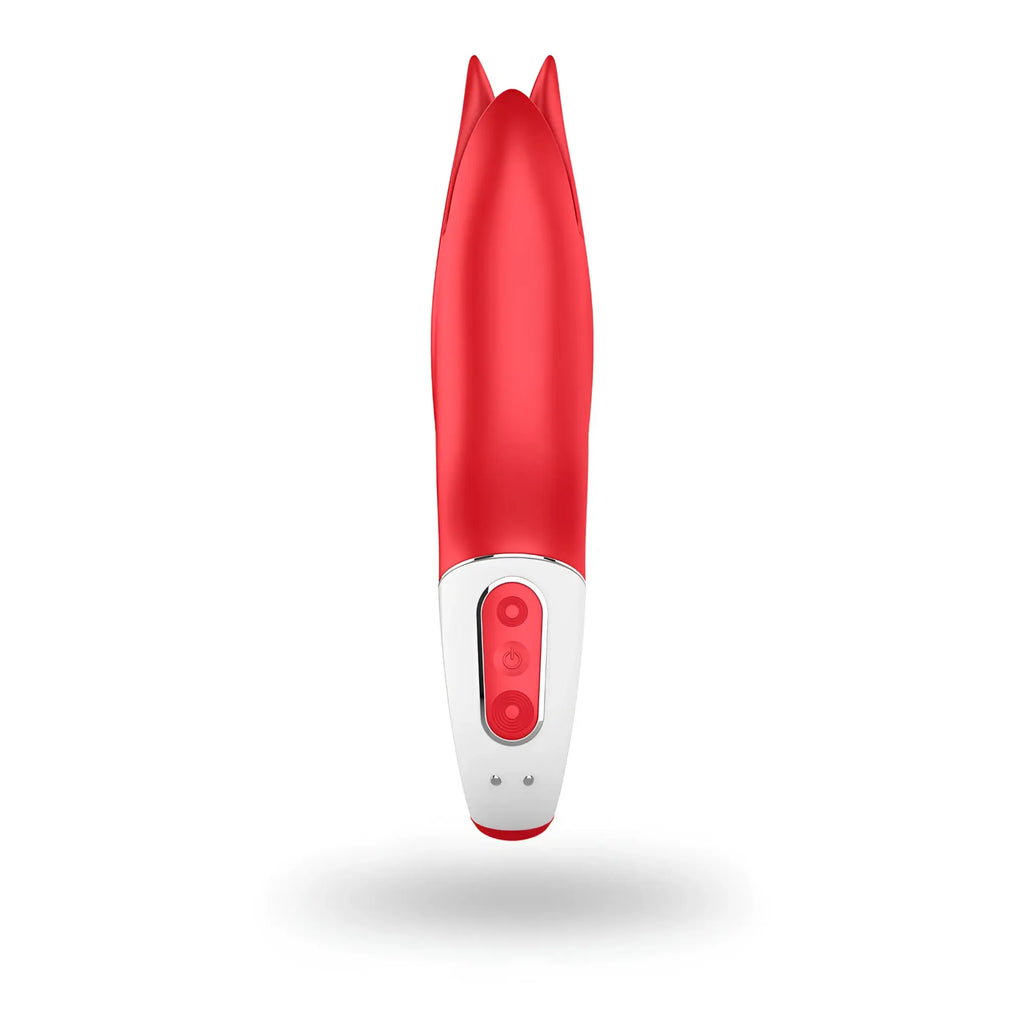 Satisfyer vibes power flower red and white silicone vibrator with sleek cat ear design for personal pleasure