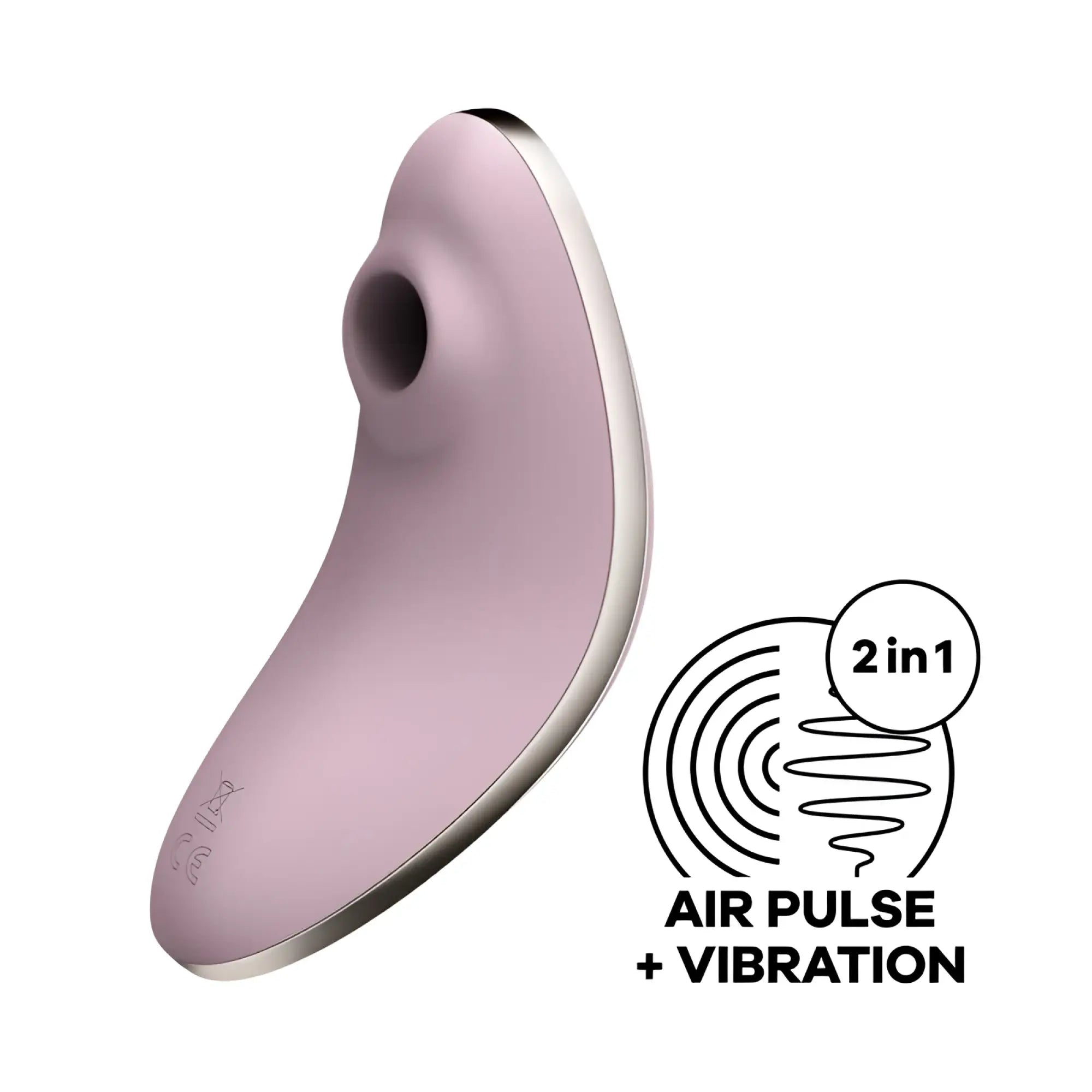 Pink silicone satisfyer vulva lover 1 violet with silver edge and central hole for air pulse and vibration stimulation