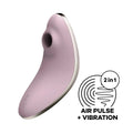 Pink silicone satisfyer vulva lover 1 violet with silver edge and central hole for air pulse and vibration stimulation