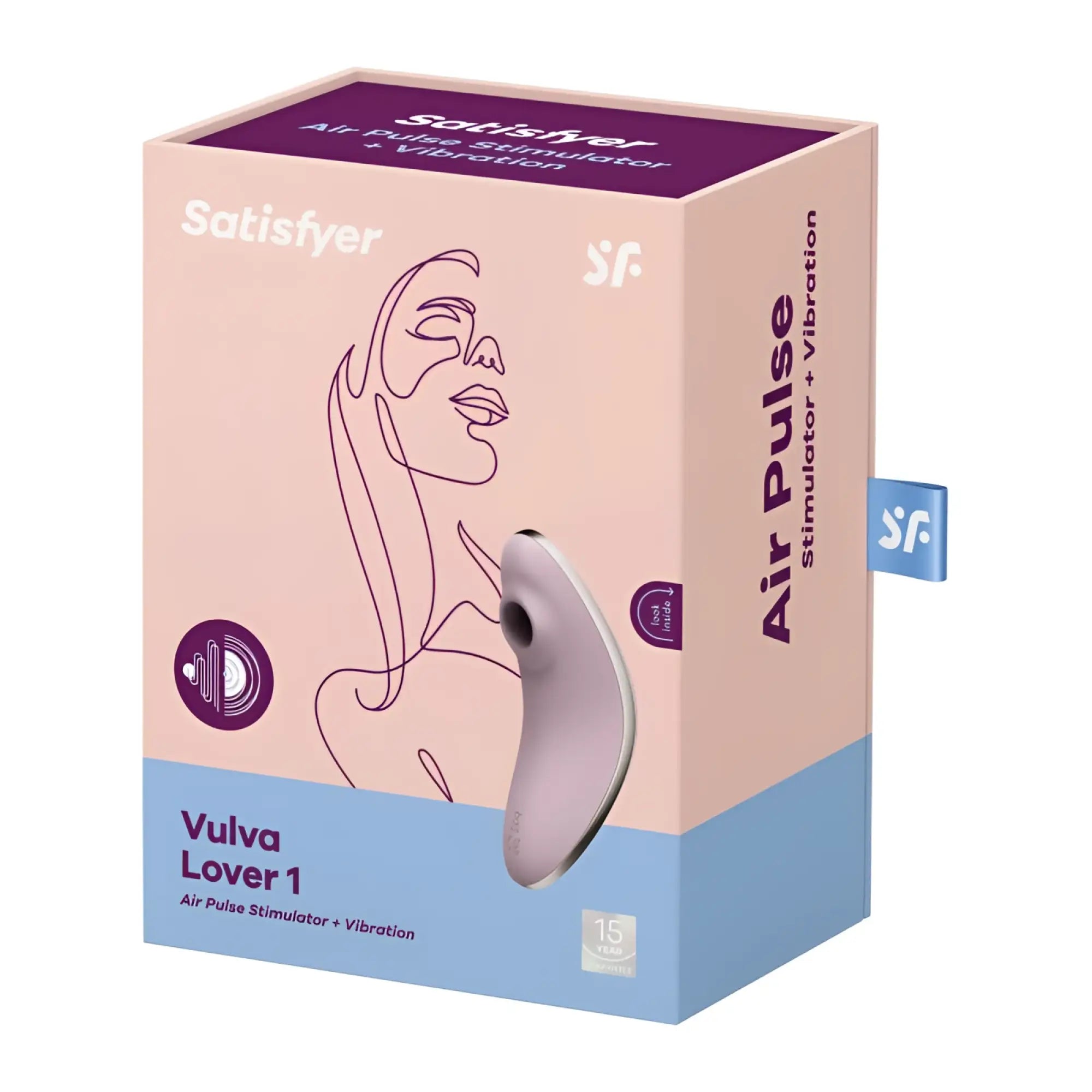 Satisfyer vulva lover 1 violet is a sleek matte pink air pulse stimulator with smooth ergonomic design and silver accent