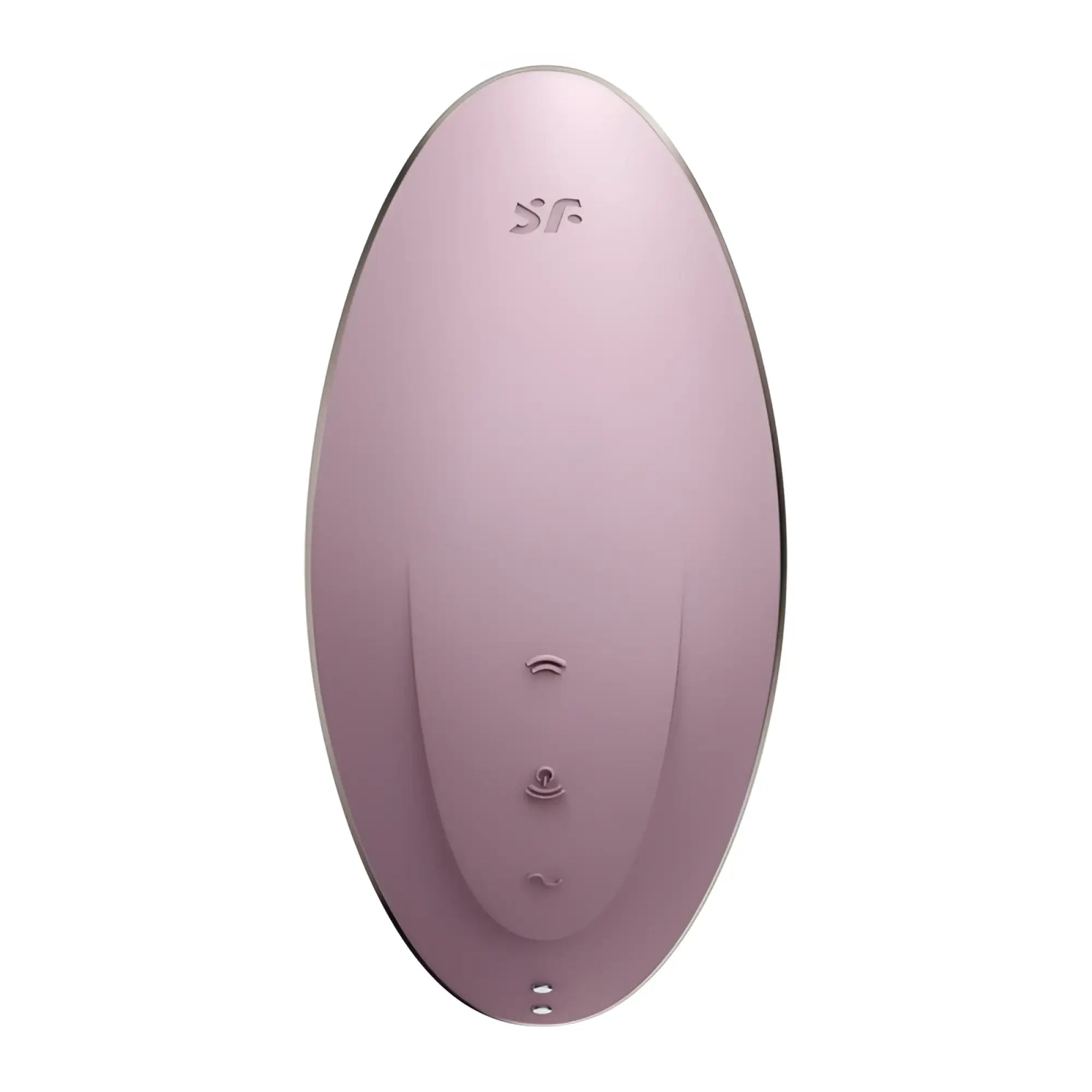 A sleek matte rose gold oval-shaped satisfyer vulva lover 1 violet personal wellness device with embossed buttons