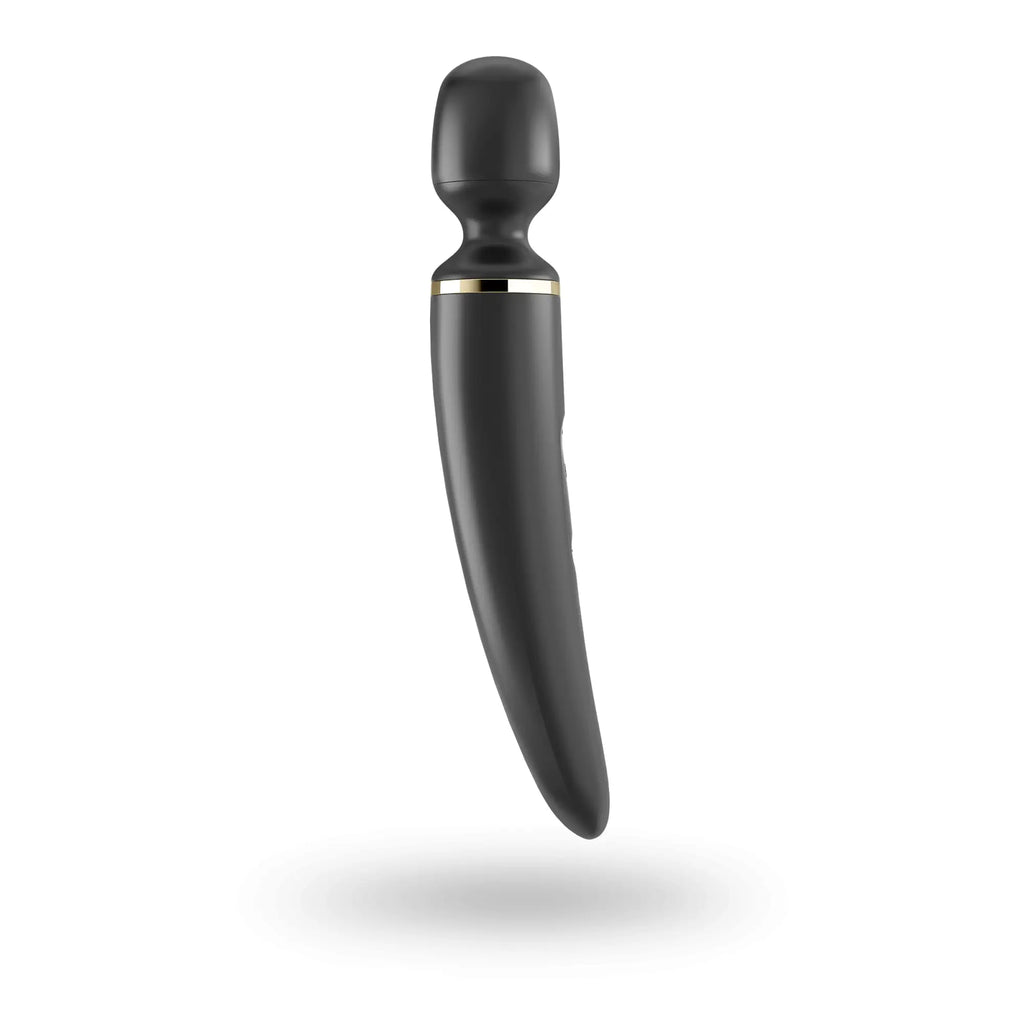 Black silicone wand with gold accent band from Satisfyer Wand-er Woman black for personal pleasure use