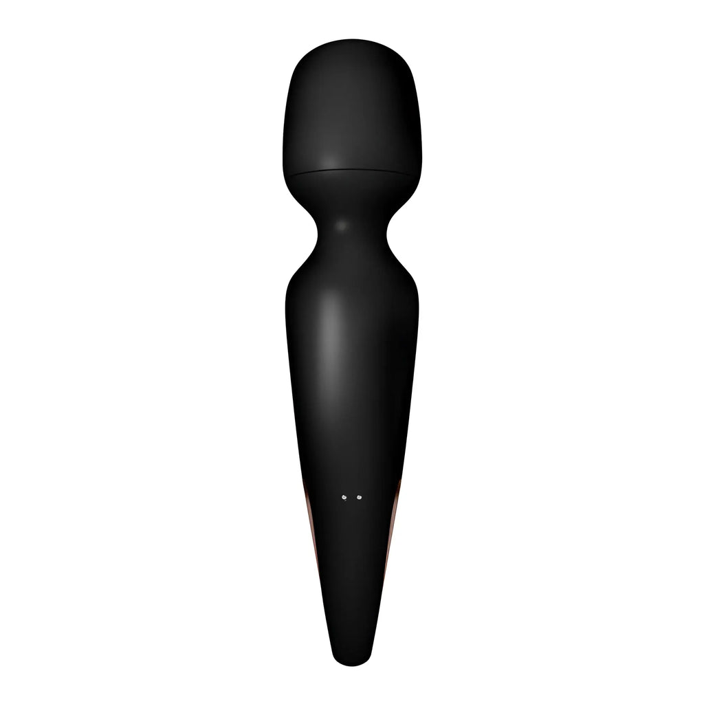 Black sleek satisfyer wand-erland bodywand with smooth matte finish and ergonomic contours for adult use