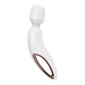Satisfyer wand-erland 50 mode white body wand with white and rose gold dual tone curved body and smooth glossy finish