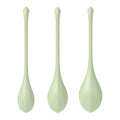 Set of three pale green sleekly designed spoons with modern faceted finish from satisfyer yoni power balls 2 green 3 pc set