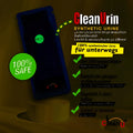 Blue synthetic urine in a practical pouch labeled cleanurin with green safety indicators by ScreenyWeeny CleanUrin 25ml