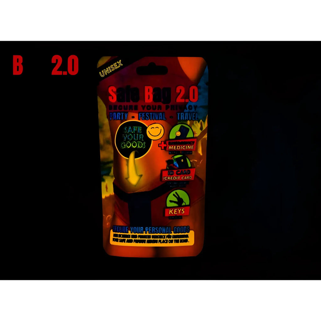 ScreenyWeeny safe bag 2.0 black medium m pouch in vibrant orange and black with colorful medicine and personal icons