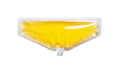 A transparent rectangular pouch of screenweeny screenurin refill pack with vibrant yellow gel sealed at the bottom