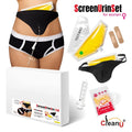 Black and white underwear with yellow thermal bag attached front in ScreenyWeeny ScreenUrin set for her