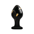 Black anal plug with gold leaf and line detailing handblown glass 3.5 inch secret kisses product