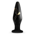 Black anal plug with gold leaf detailing and stylized floral design handblown glass secret kisses 4.5in