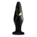Black anal plug with gold leaf detailing and stylized floral design handblown glass secret kisses 4.5in
