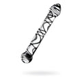 Clear glass dildo with black swirl patterns and rounded ends from sexus glass dildo duo 20.5cm