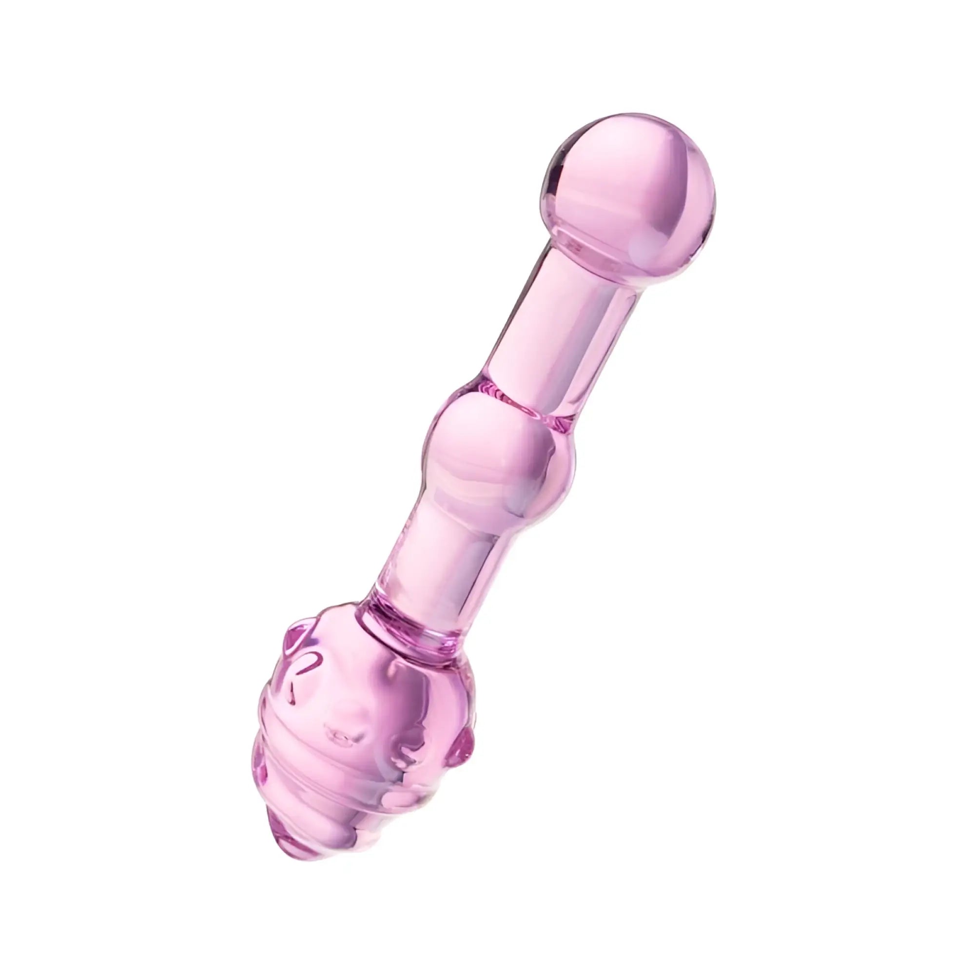 Sexus Glass dildo pink 17cm made of translucent pink glass with rounded top and textured bulbous base