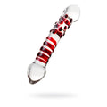 Clear glass dildo with red swirls and embedded beads Sexus Glass dildo red delight 19cm
