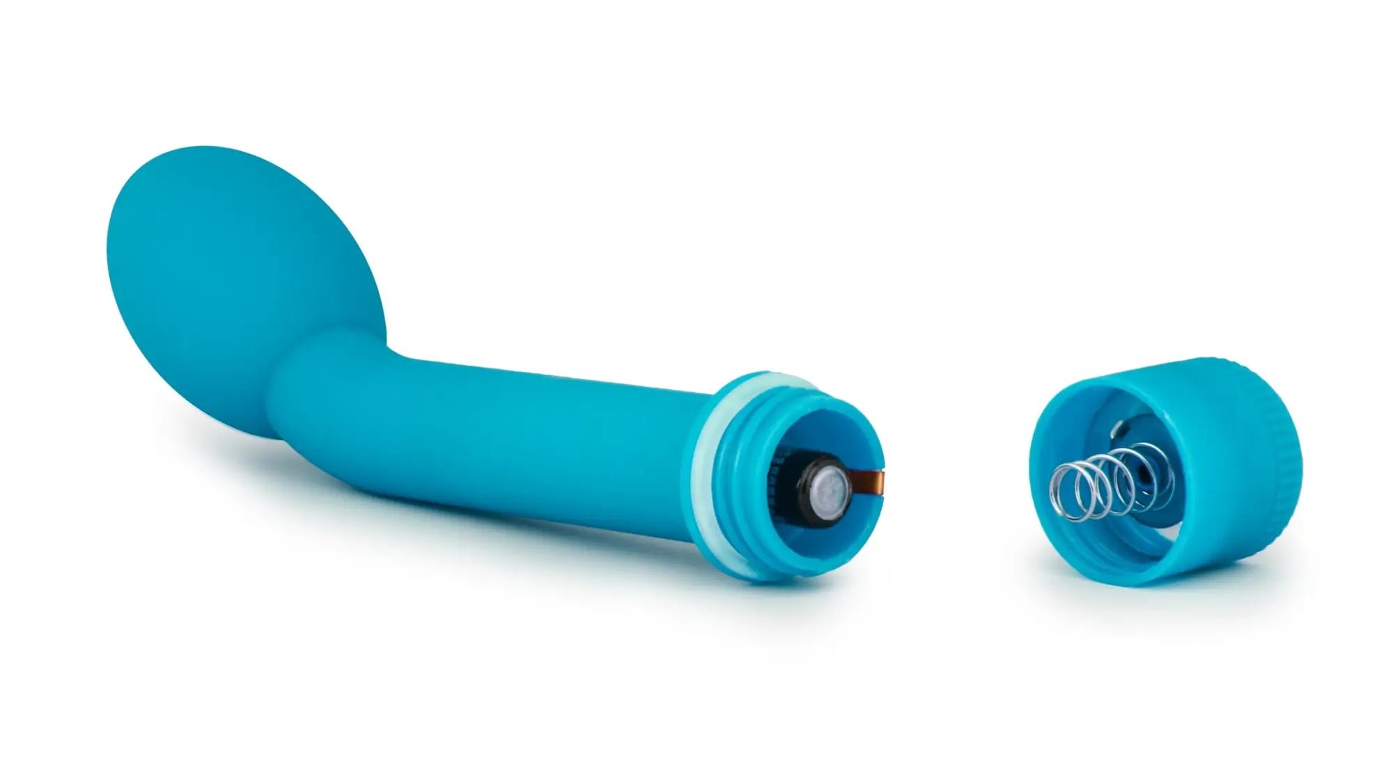 Sexy things g slim petite blue turquoise silicone vibratory wand with removable spring cap for intimate use
