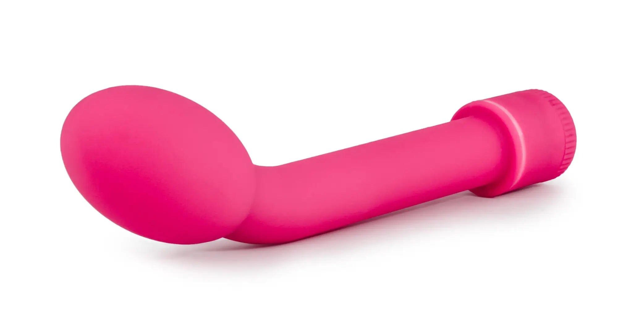 Pink silicone curved vibrator with textured grip end from sexy things g slim petite pink collection