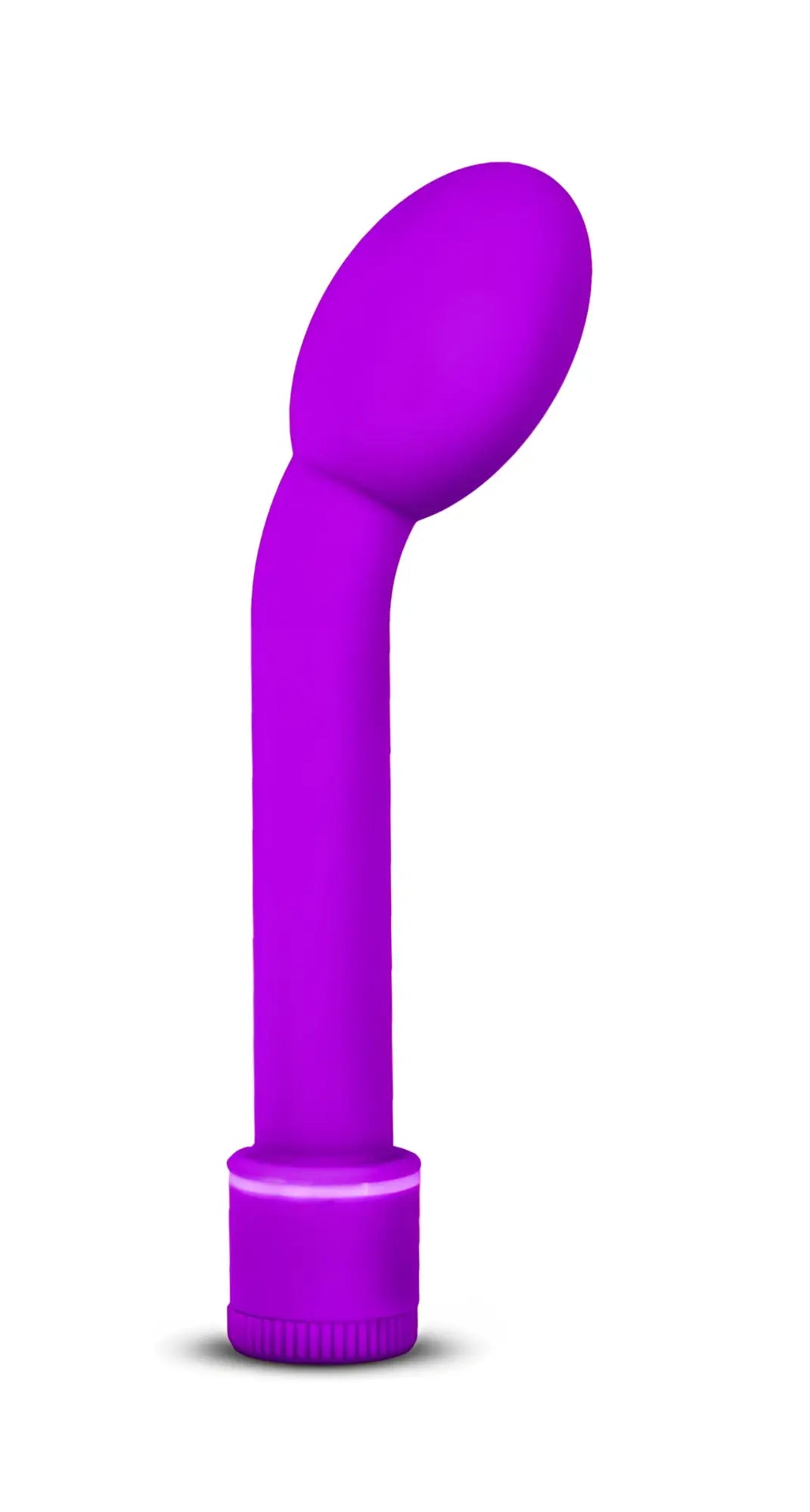 Purple silicone vibratory wand with curved rounded head and textured base from sexy things g slim petite purple