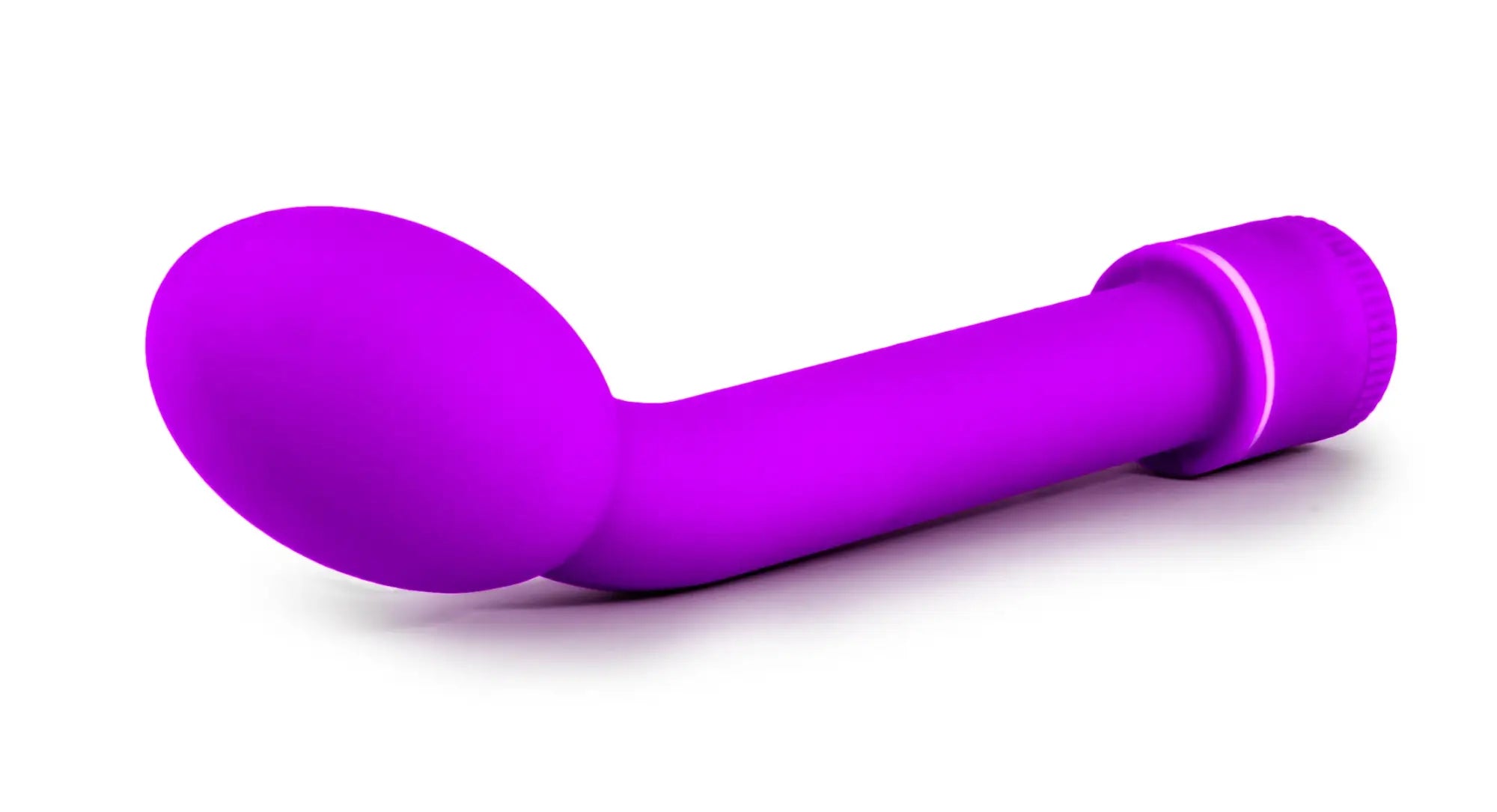 Sexy Things G Slim Petite purple silicone vibratory toy with smooth rounded contours and white ring accent near handle
