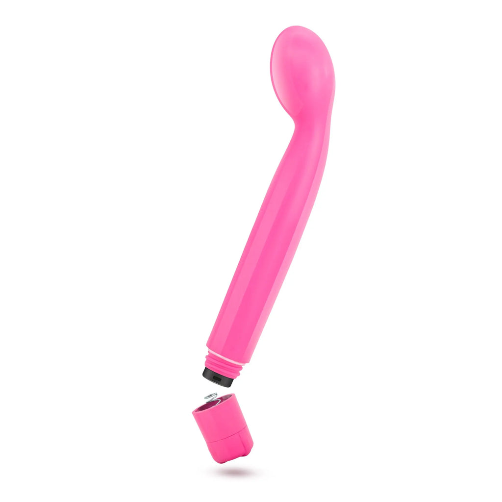 Pink silicone vibratory wand with detachable battery cap from sexy things g slim pink collection