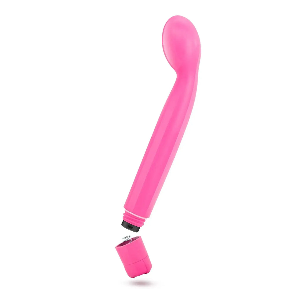 Pink silicone vibratory wand with detachable battery cap from sexy things g slim pink collection