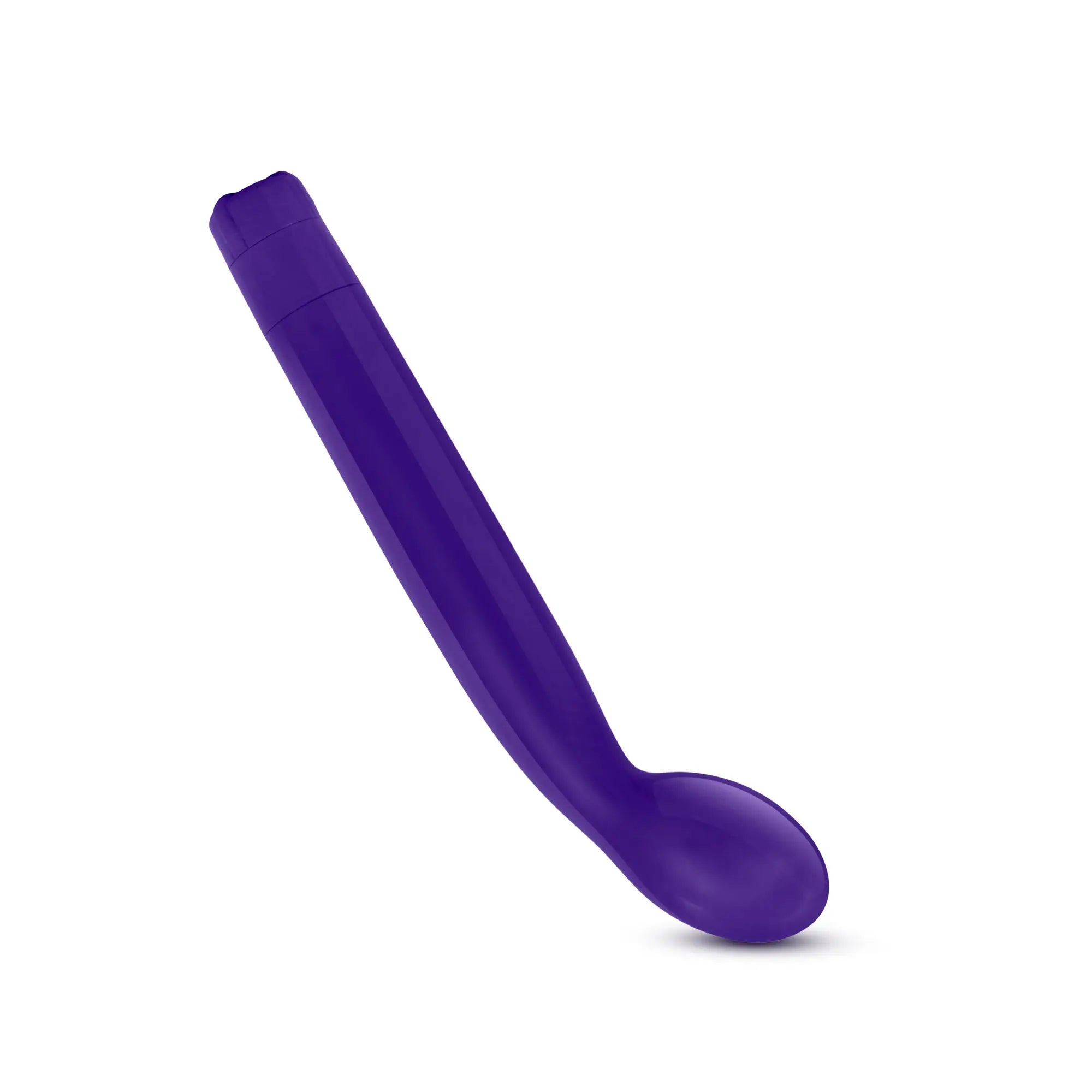 Purple silicone vibratory wand with curved spoon-like head from sexy things g slim purple collection
