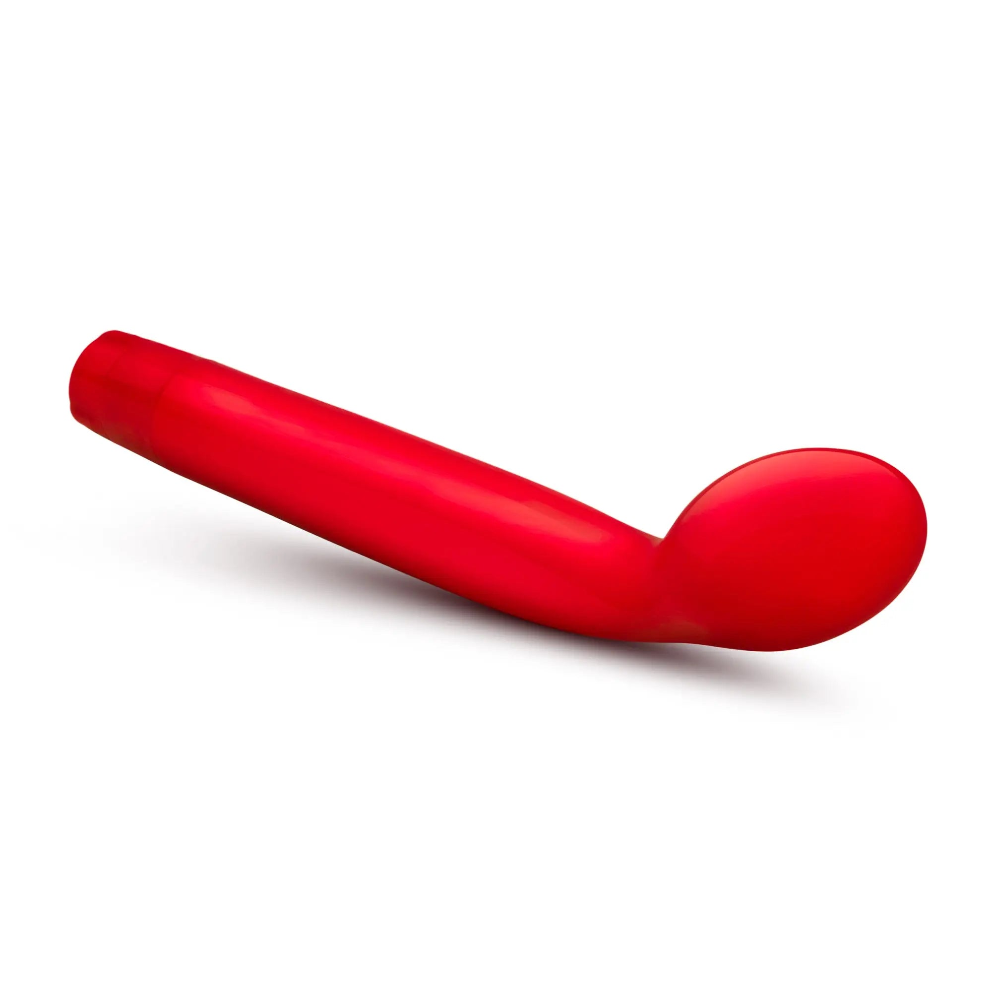 A sleek vibrant red silicone g slim toy with smooth curved design and oval shaped head by sexy things