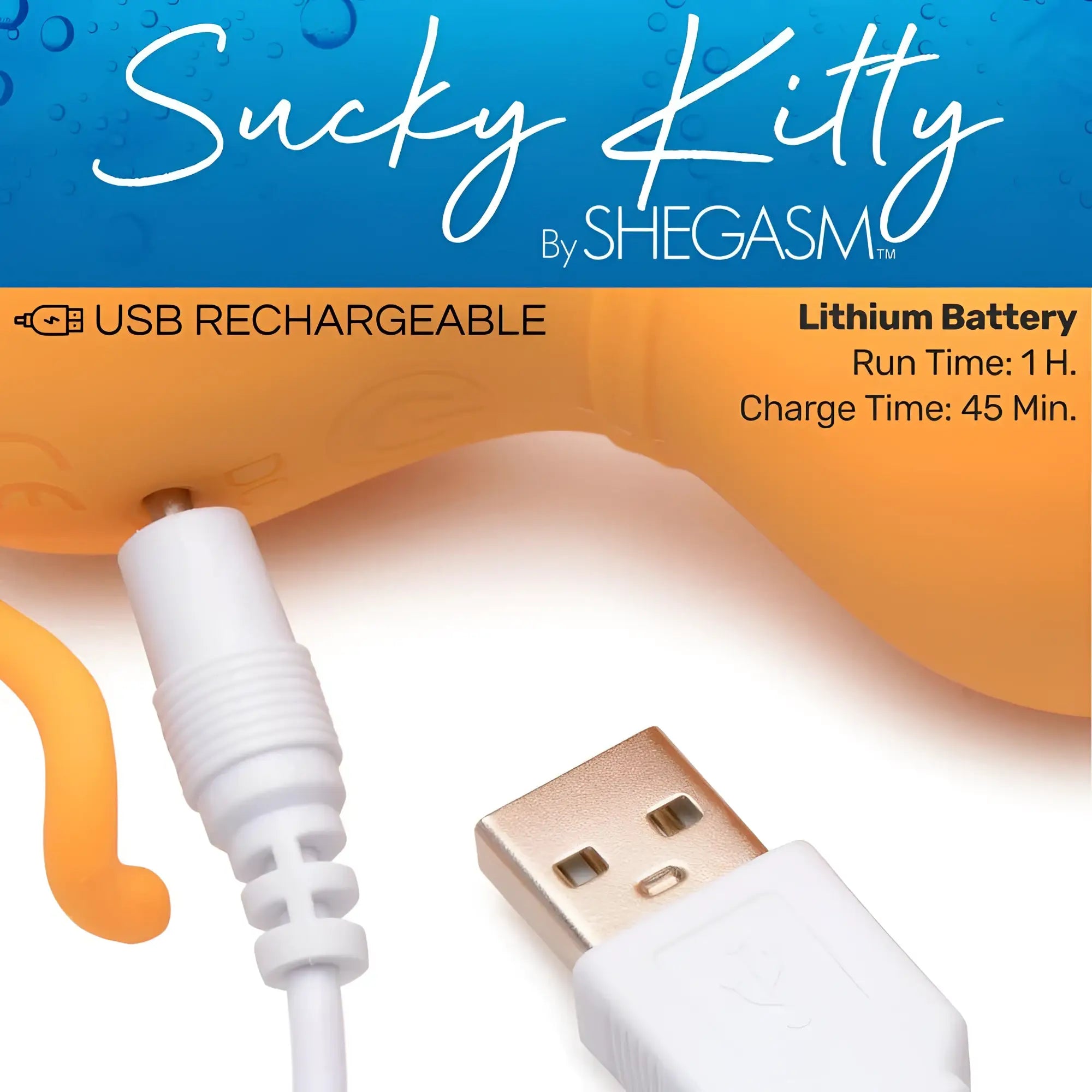 Orange shegasm sucky kitty 7x clitoral stimulator usb rechargeable lithium battery personal toy