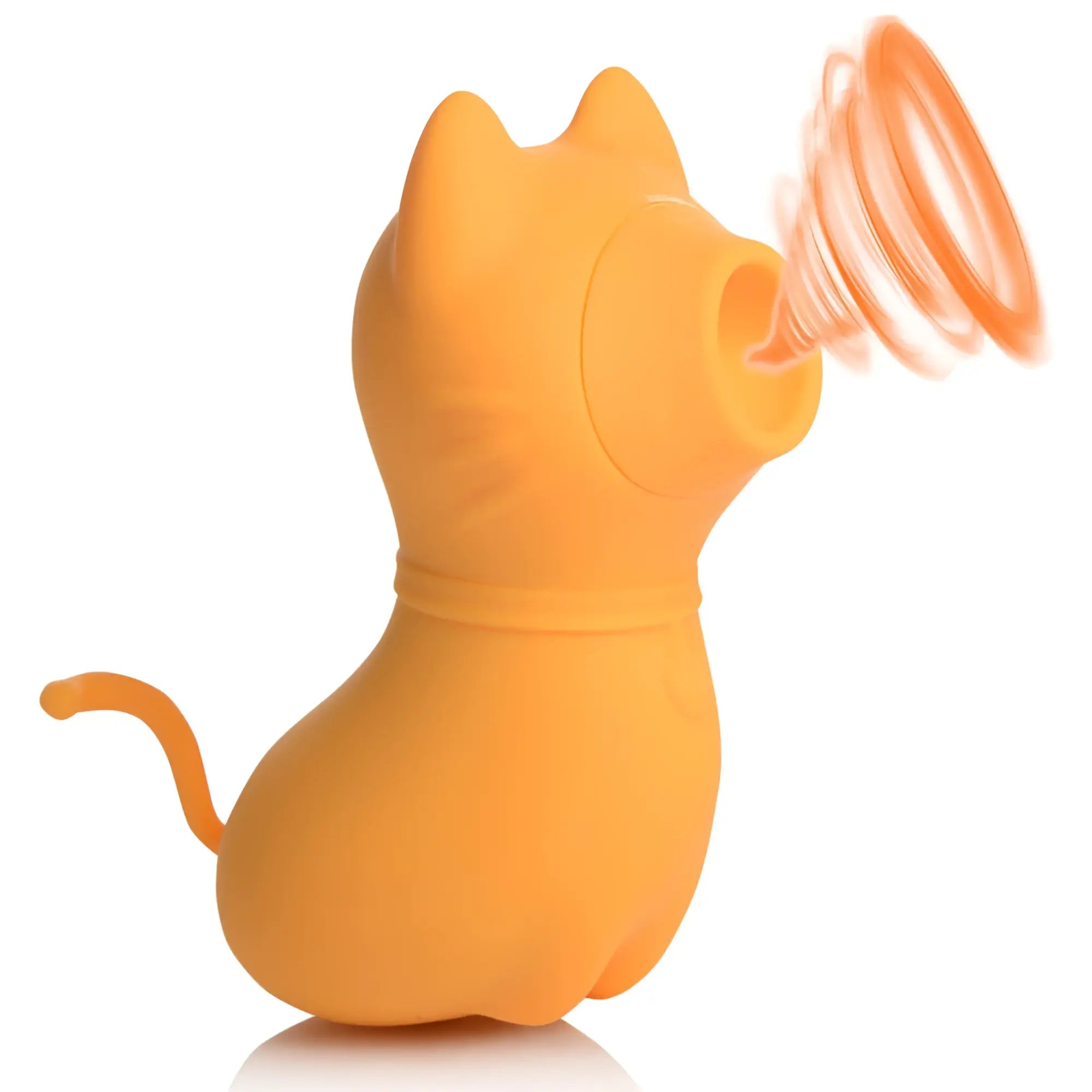 Orange silicone Shegasm Sucky Kitty 7X clitoral stimulator with spiral nozzle for targeted suction and vibration