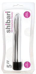 Shibari 10X pulsations vibrator 5in silver with sleek silver metallic body and black base, water-resistant design