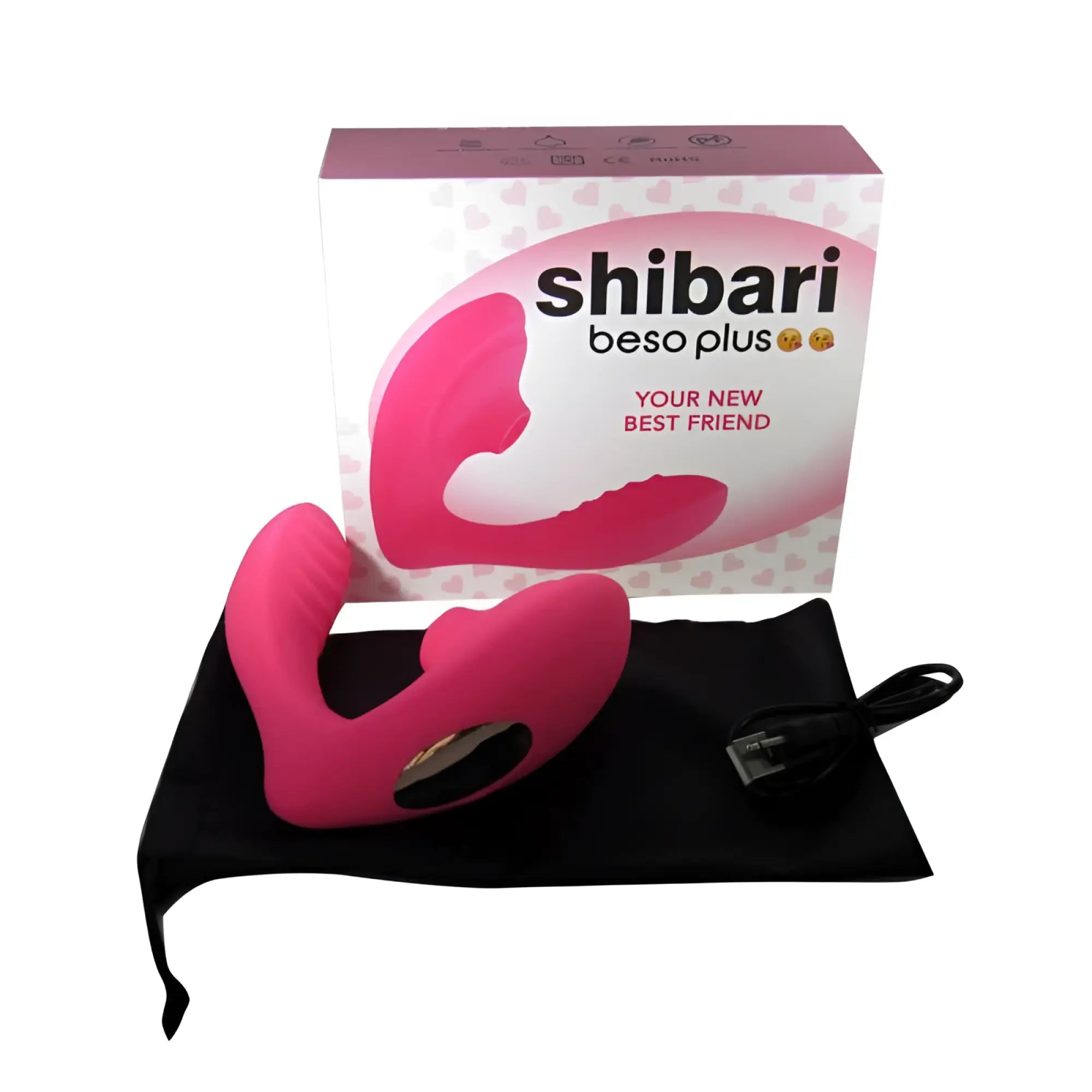 Pink silicone shibari beso plus g-spot and clitoral vibrator with smooth curved design and circular control panel