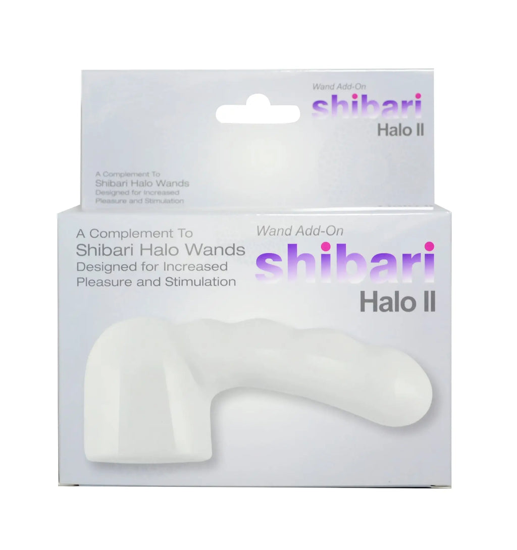 White plastic shibari halo ii wand add-on with a smooth curved design for enhanced shibari halo ii use