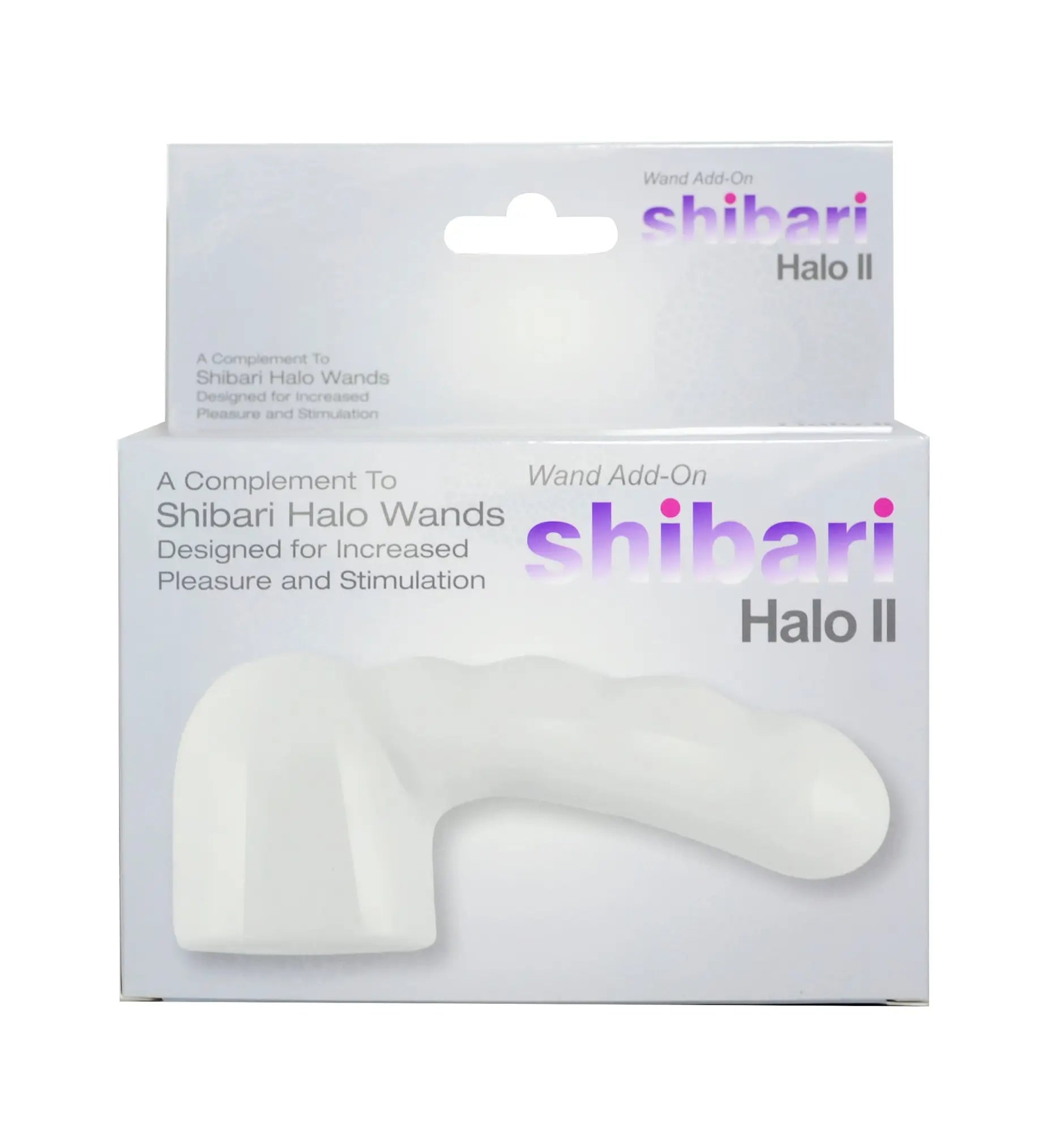 White plastic shibari halo ii wand add-on with a smooth curved design for enhanced shibari halo ii use
