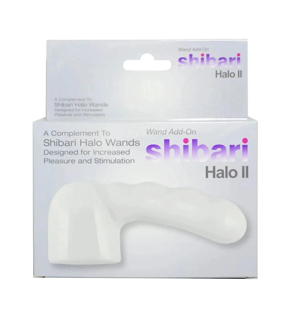 White plastic shibari halo ii wand add-on with a smooth curved design for enhanced shibari halo ii use