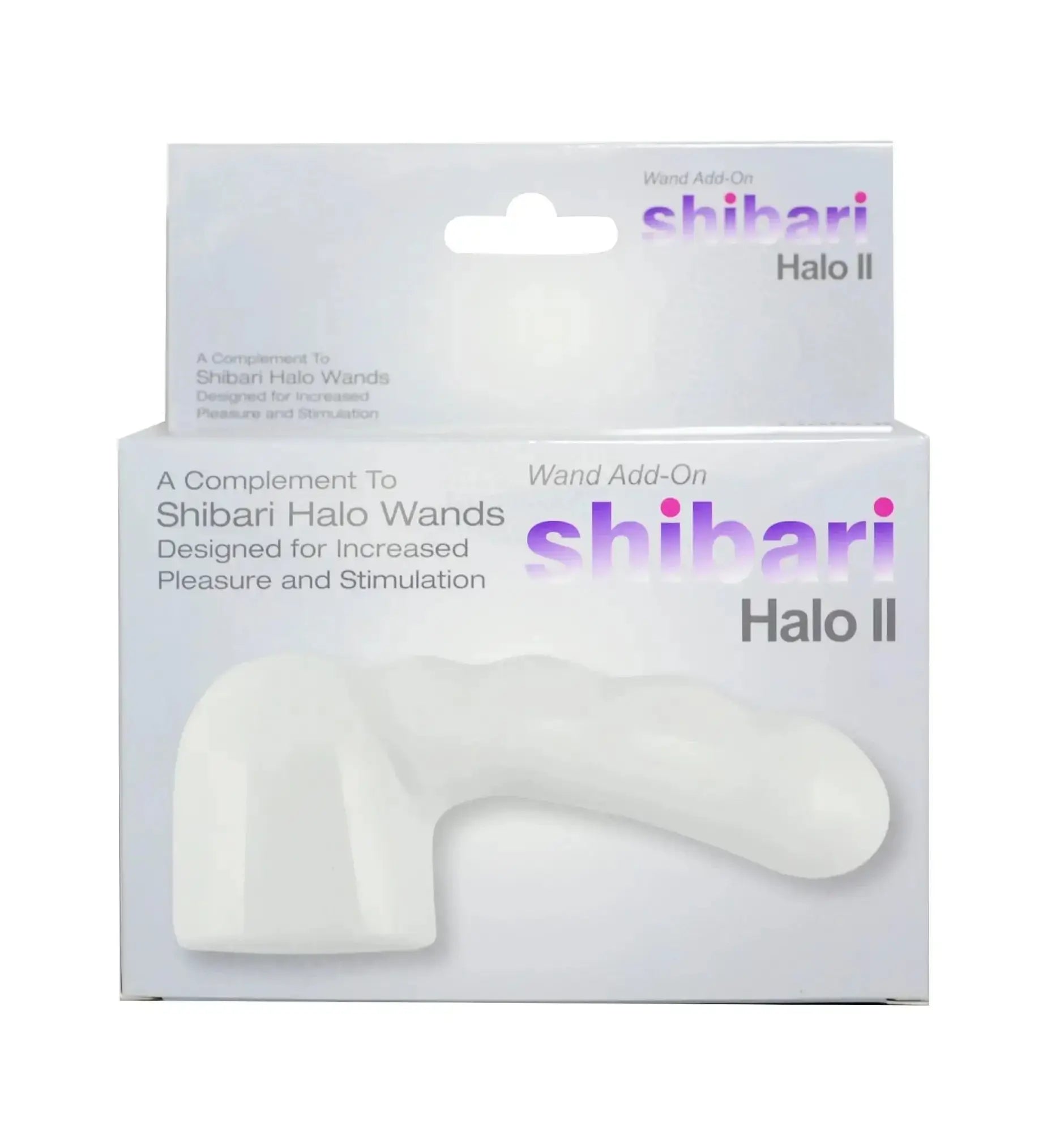 White plastic shibari halo ii wand add-on with a smooth curved design for enhanced shibari halo ii use