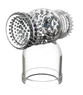 Clear glass hair dryer nozzle with intricate metallic detailing and spiked design for shibari shibari hummer