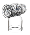 Clear glass hair dryer nozzle with intricate metallic detailing and spiked design for shibari shibari hummer