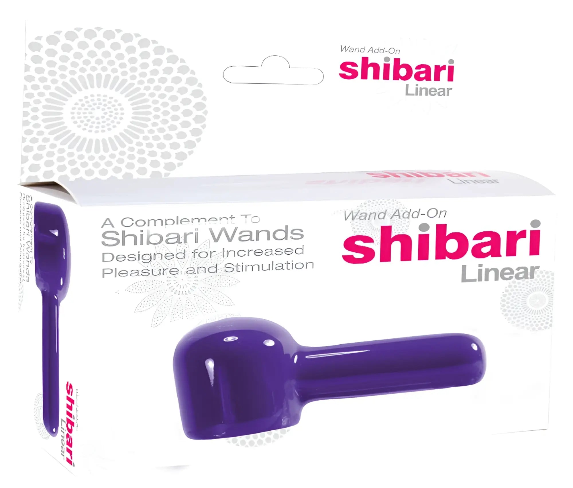 Purple shibari linear wand add-on featuring a sleek glossy plastic design for enhanced versatility and style