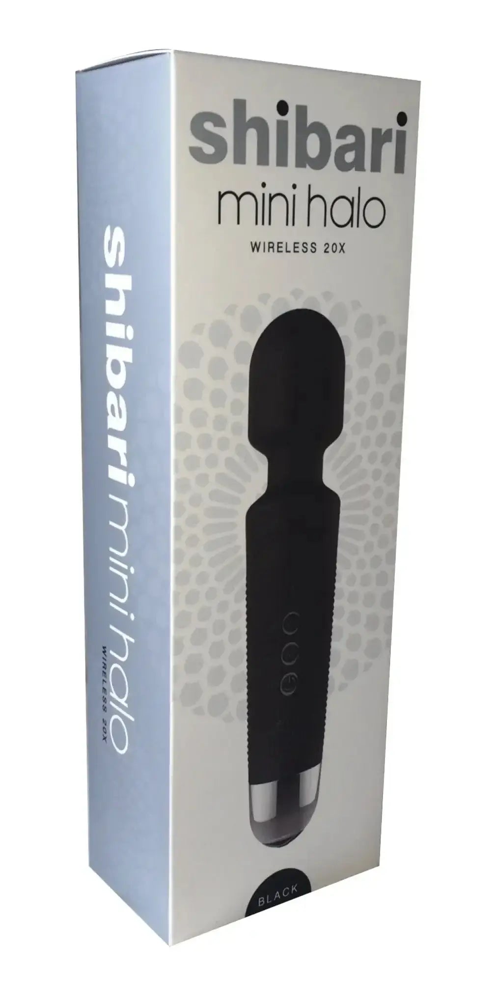 Black Shibari mini halo 20x wireless wand with sleek ergonomic design and metallic accents for personal use