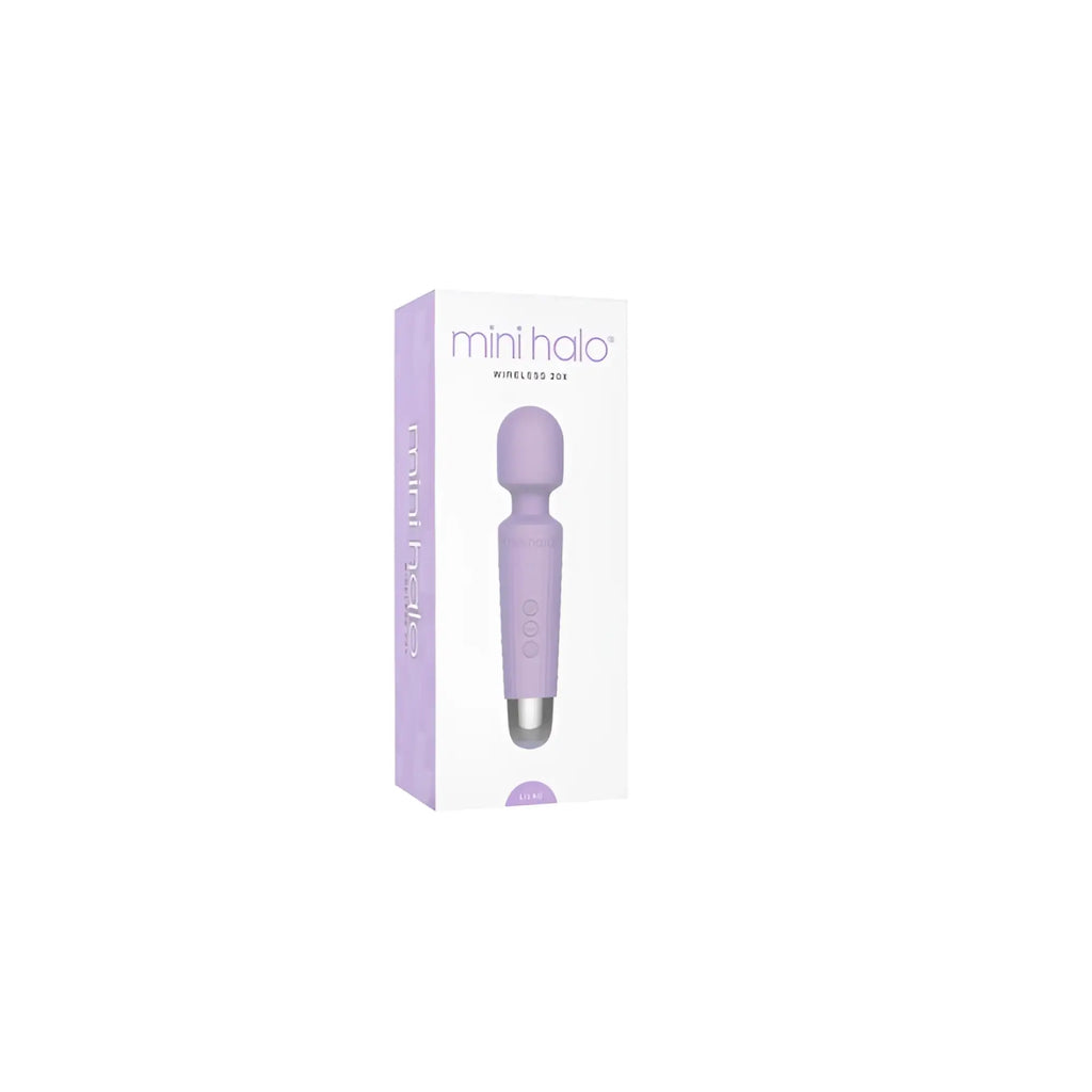 Lavender-colored shibari shibari mini wand halo 20x lilac wireless wand with sleek ergonomic design and metallic tip