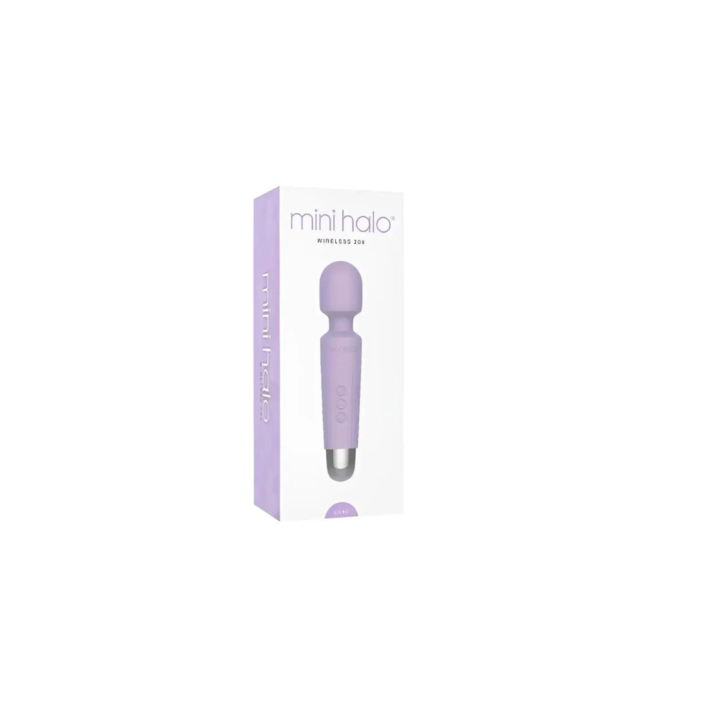 Lavender-colored shibari shibari mini wand halo 20x lilac wireless wand with sleek ergonomic design and metallic tip