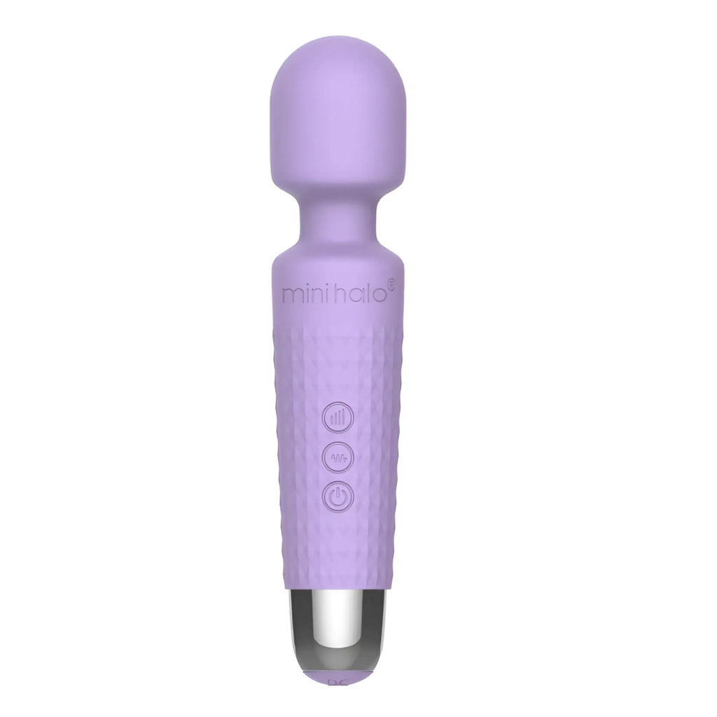 Purple shibari shibari mini wand halo 20x lilac with textured grip and metallic tip for precise use