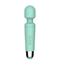 Shibari shibari mini wand halo 20x minty green silicone wand with metallic tip and three control buttons on handle