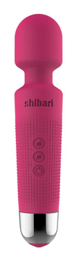 Pink shibari mini wand halo 20x with textured grip and silver metallic tip for precise handheld use