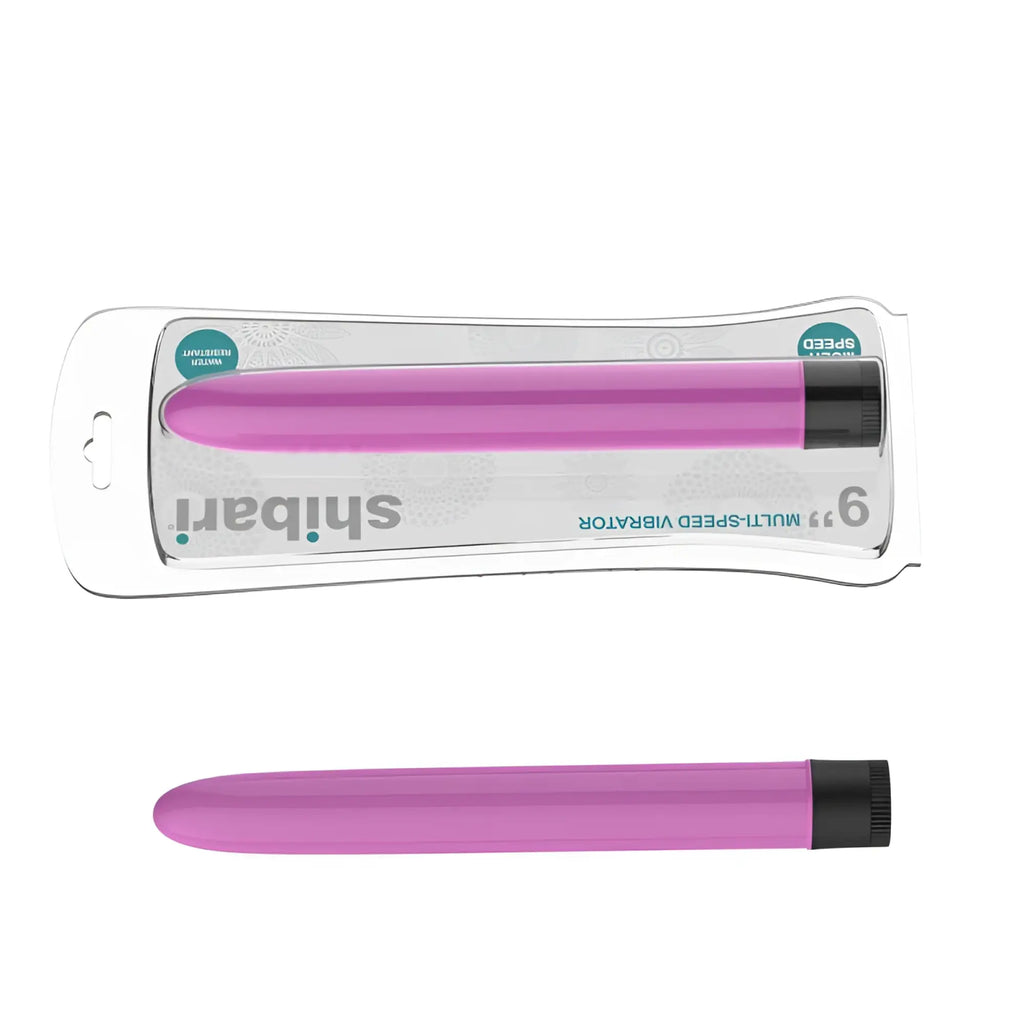 A sleek matte pink 6-inch shibari multi-speed vibrator with a black capped end for versatile pleasure