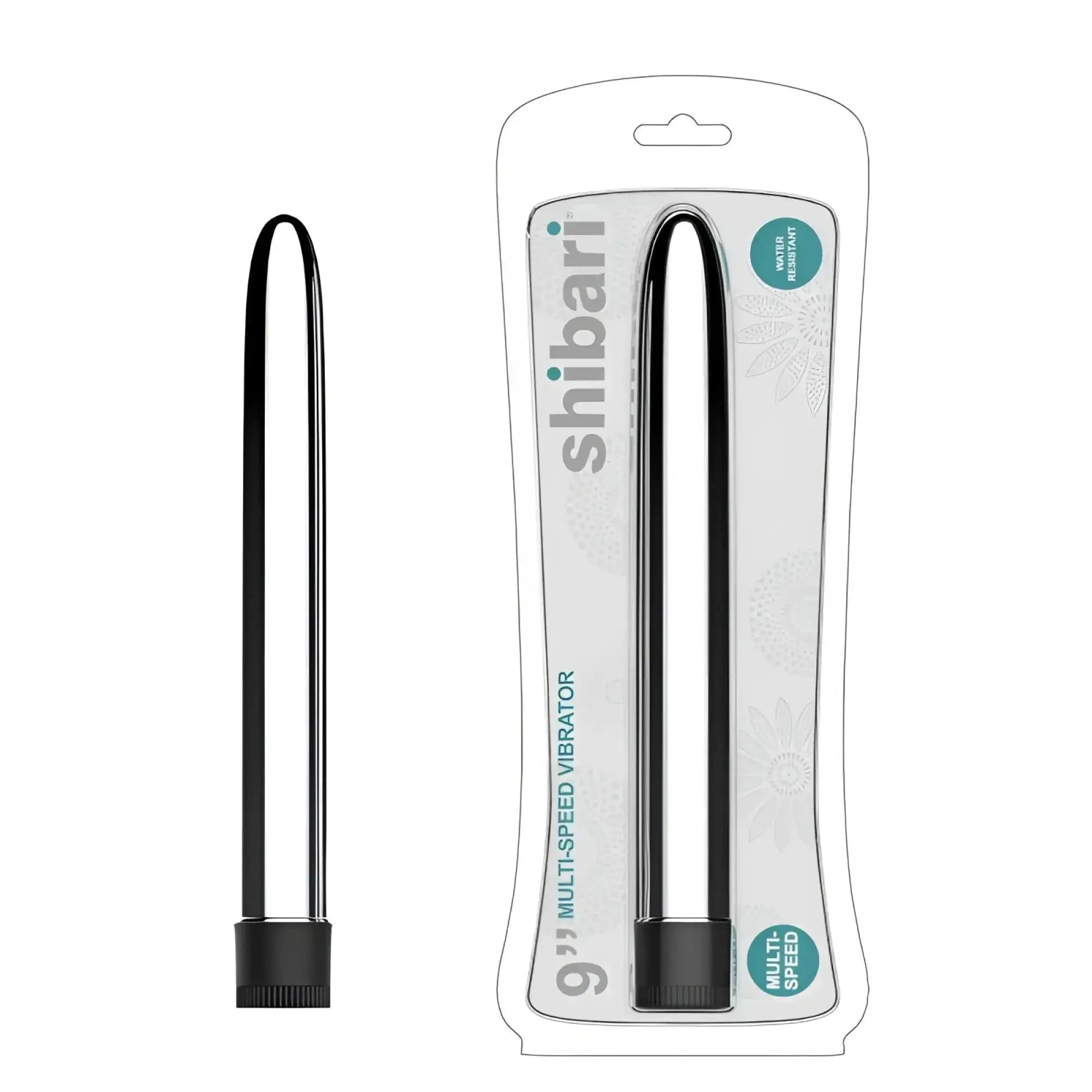 Black and silver 9-inch multi-speed vibrator by Shibari with sleek design for versatile intimate use