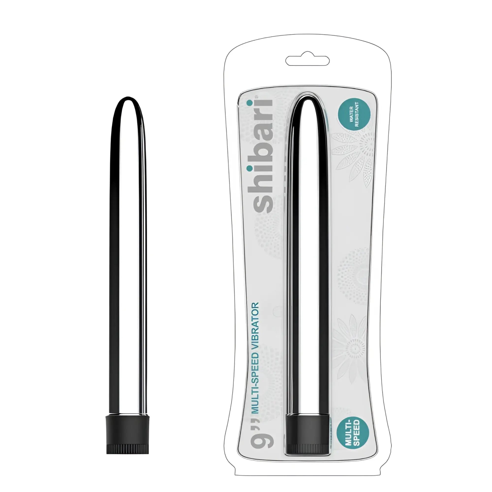 Black and silver 9-inch multi-speed vibrator by Shibari with sleek design for versatile intimate use