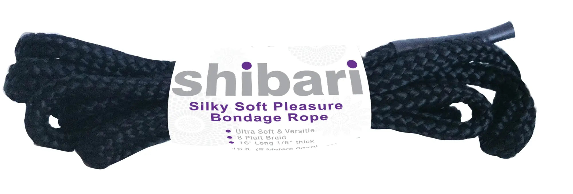 Black shibari silky soft pleasure bondage rope 5m with white label for comfortable and secure restraint