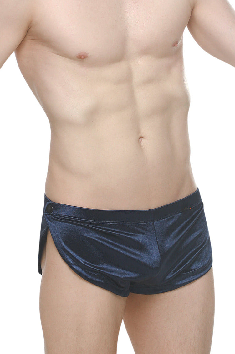 PetitQ Men's Short Snap Satin Encre